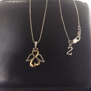 Jane Seymour Rose Gold Open Hearts Angel Pendant